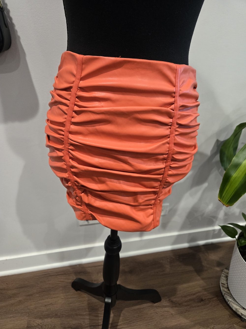 Fashion Nova Coral Ruched Mini Skirt